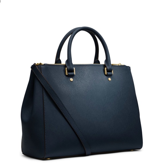 MK Large Navy Saffiano Sutton Satchel -w/ dust bag - Picture 2 of 7